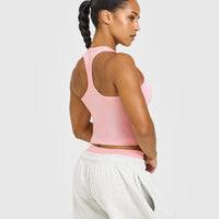 Cotton Fitted Mid Vest | Petal Pink