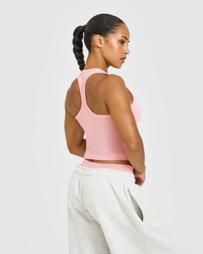 Cotton Fitted Mid Vest | Petal Pink