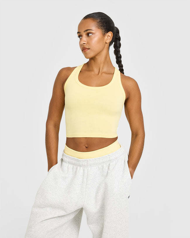 Cotton Fitted Mid Vest | Sherbert Yellow