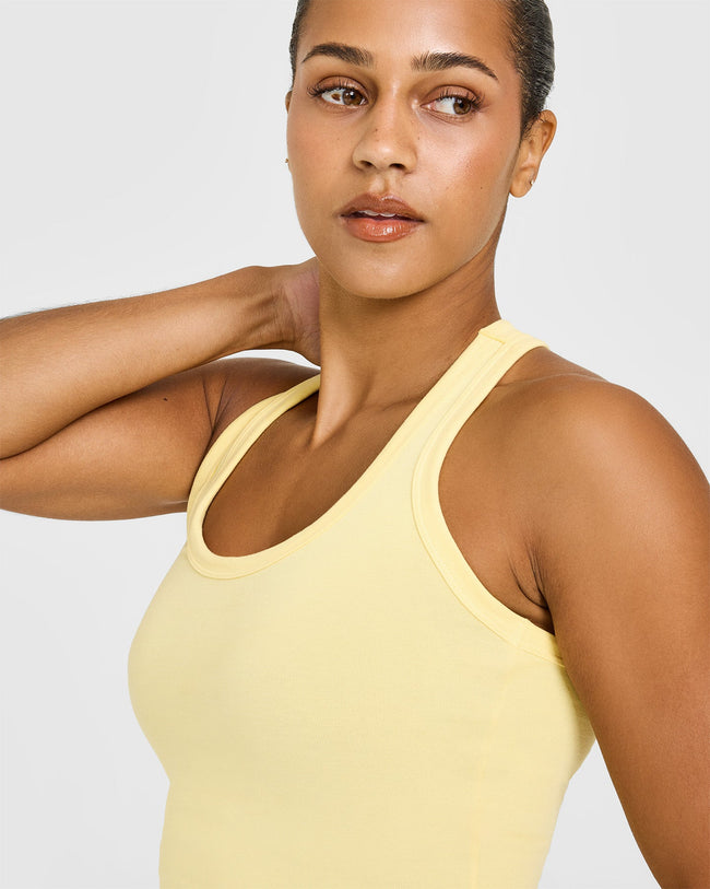 Cotton Fitted Mid Vest | Sherbert Yellow
