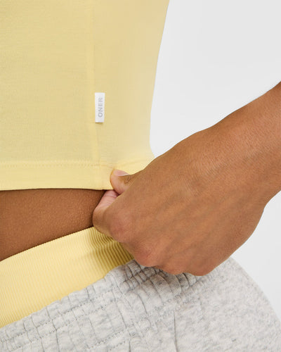 Cotton Fitted Mid Vest | Sherbert Yellow