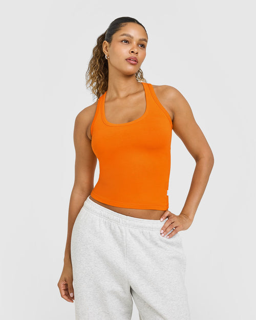 Oner Modal Cotton Fitted Vest | Flame Orange