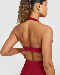 Effortless Seamless Halter Neck Sports Bra | Claret Red