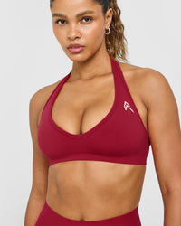 Effortless Seamless Halter Neck Sports Bra | Claret Red