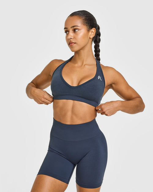 Oner Modal Effortless Seamless Halter Neck Sports Bra | True Blue