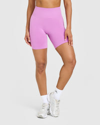 Effortless Seamless Shorts with White Logo | Orchid Purple