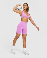 Effortless Seamless Shorts with White Logo | Orchid Purple