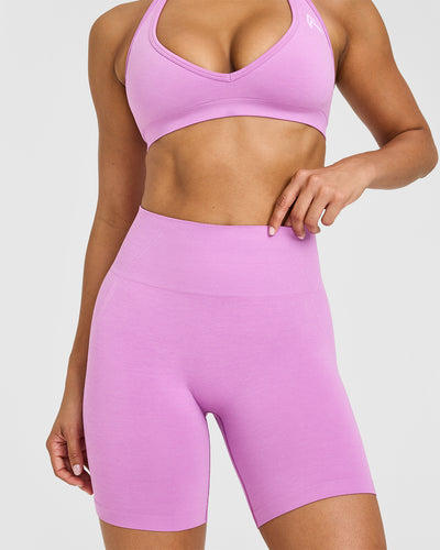Effortless Seamless Shorts with White Logo | Orchid Purple
