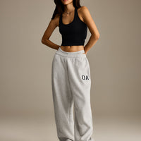 Foundations Oversized Oner Girlfriend Straight Leg Joggers | Light Grey Marl