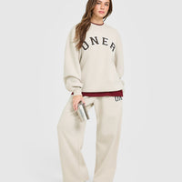 Foundations Oversized Oner Girlfriend Straight Leg Joggers | Sand