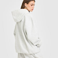 Foundations Oversized Oner Girlfriend Hoodie | Light Grey Marl