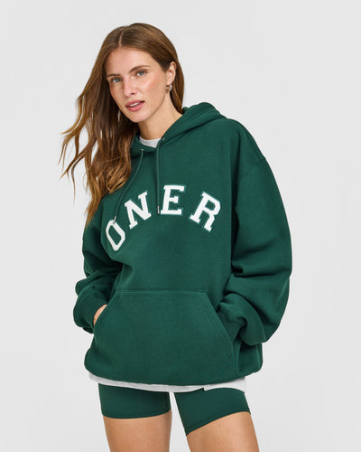 Foundations Oversized Oner Girlfriend Hoodie | Racing Green
