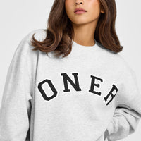 Foundations Oversized Oner Girlfriend Sweatshirt | Light Grey Marl