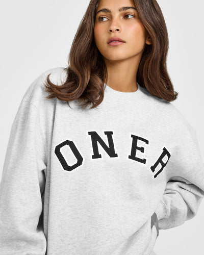 Foundations Oversized Oner Girlfriend Sweatshirt | Light Grey Marl