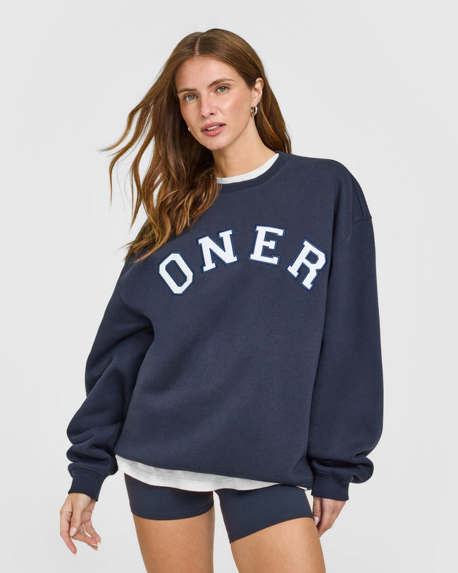 Foundations Oversized Oner Girlfriend Sweatshirt | True Blue