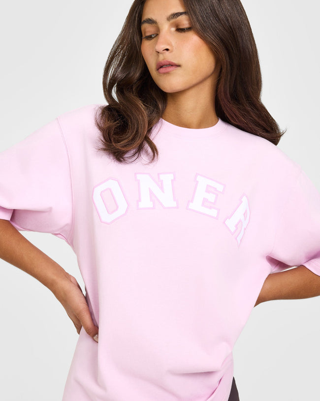 Oversized Oner Girlfriend Washed T-Shirt | Chalk Pink