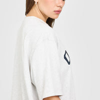 Oversized Oner Girlfriend Washed T-Shirt | Light Grey Marl