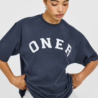 Oversized Oner Girlfriend Washed T-Shirt | True Blue