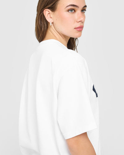 Oversized Oner Girlfriend Washed T-Shirt | White