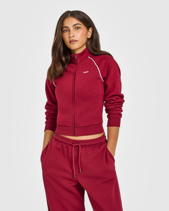 Jersey Tracksuit Zip Through Jacket | Ruby Red