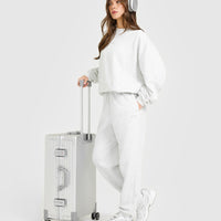 Mid Weight Relaxed Joggers | Light Grey Marl