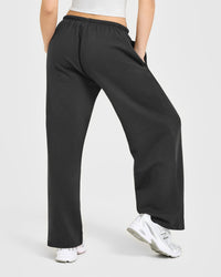 Mid Weight Relaxed Straight Leg Joggers | Soft Black