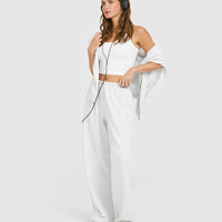 Mid Weight Relaxed Straight Leg Joggers | Light Grey Marl