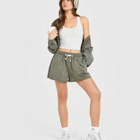Raw Lounge Oversized Shorts | Washed Alpine Green