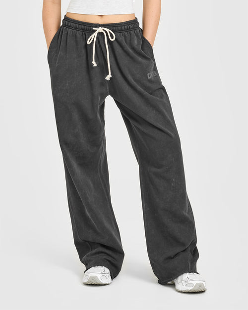Oner Modal Raw Lounge Wide Leg Joggers | Washed Black