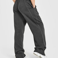 Raw Lounge Wide Leg Joggers | Washed Black
