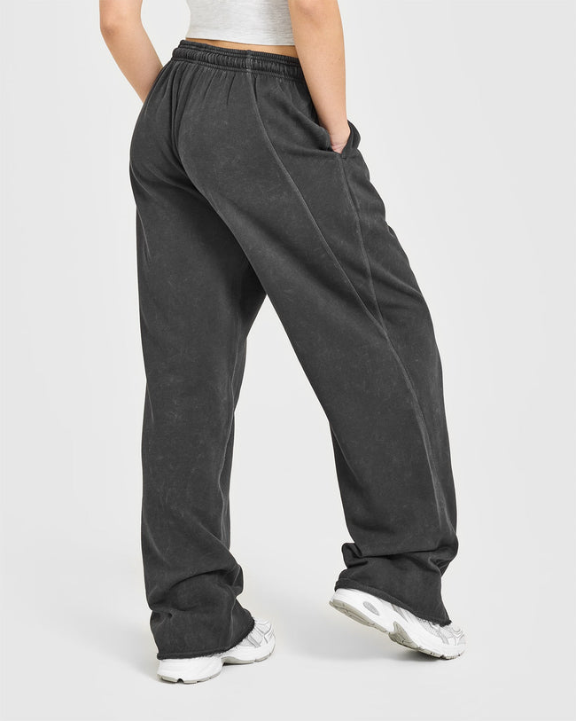Raw Lounge Wide Leg Joggers | Washed Black