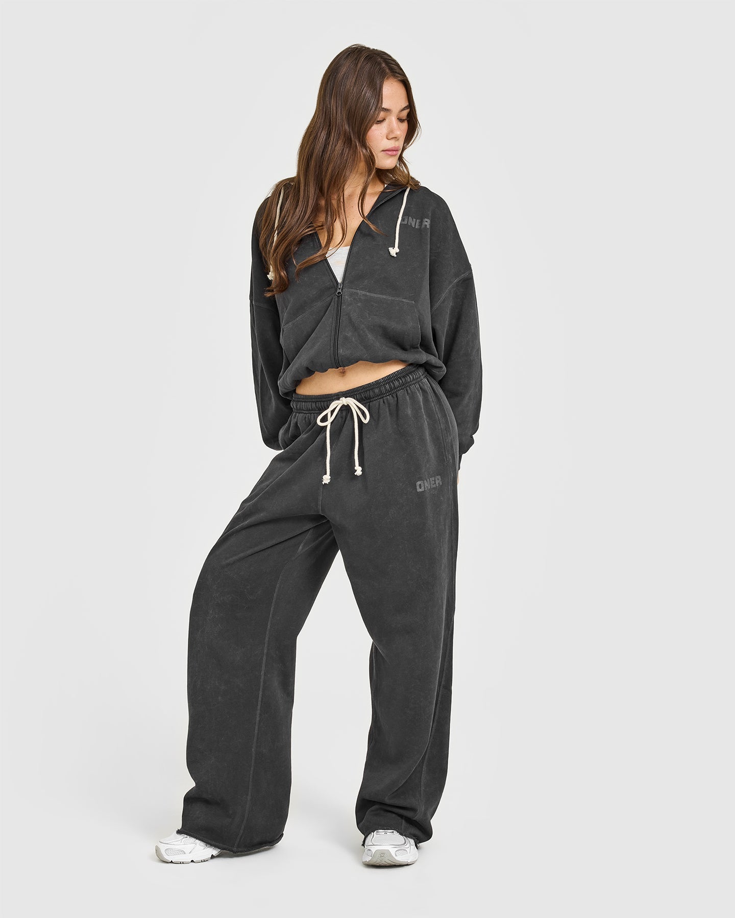 Raw Lounge Wide Leg Joggers | Washed Black