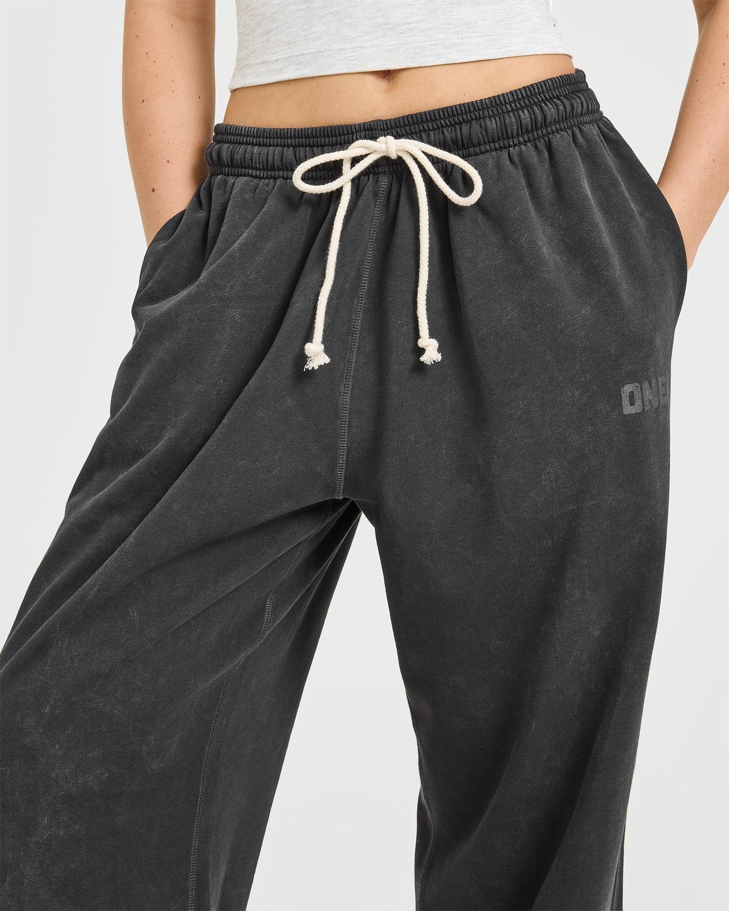 Raw Lounge Wide Leg Joggers | Washed Black