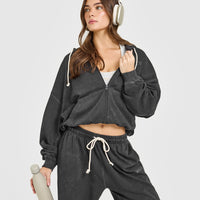 Raw Lounge Wide Leg Joggers | Washed Black