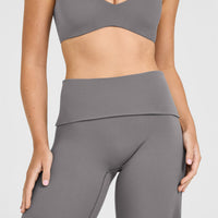 SoftMotion™ Fold Over Straight Leg Bottoms with White Logo | Ash Grey