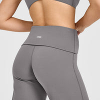 SoftMotion™ Fold Over Straight Leg Bottoms with White Logo | Ash Grey