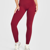 SoftMotion™ High Waisted Leggings with White Logo | Ruby Red