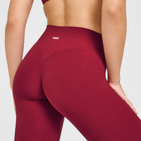 SoftMotion™ High Waisted Leggings with White Logo | Ruby Red
