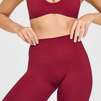 SoftMotion™ High Waisted Leggings with White Logo | Ruby Red