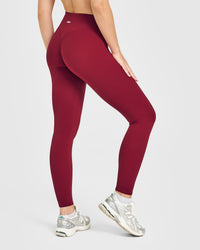 SoftMotion™ High Waisted Leggings with White Logo | Ruby Red