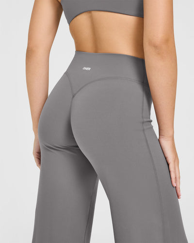 SoftMotion™ Straight Leg Bottoms with White Logo | Ash Grey