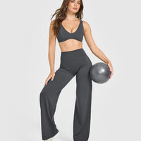 SoftMotion™ Straight Leg Bottoms with White Logo | Coal