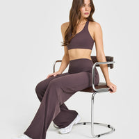 SoftMotion™ Straight Leg Bottoms with White Logo | Dark Umber Brown