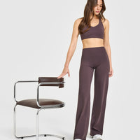 SoftMotion™ Straight Leg Bottoms with White Logo | Dark Umber Brown