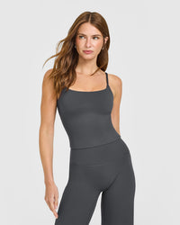 SoftMotion™ Strappy Mid Vest with Built in Bra Shelf | Coal