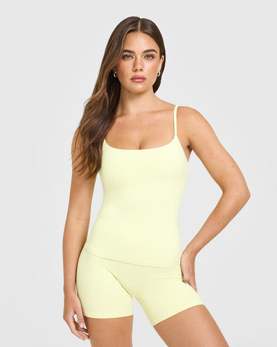 SoftMotion™ Strappy Vest with Built in Bra Shelf | Pastel Yellow