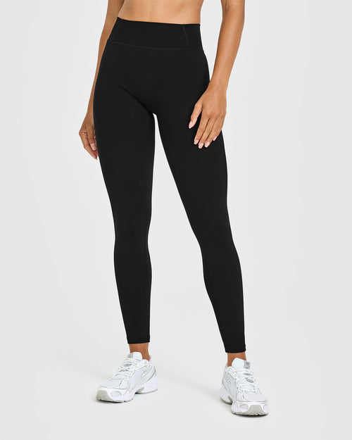 Oner Modal Timeless High Waisted Leggings with White Logo | Black