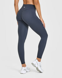 Unified High Waisted Leggings White Logo | True Blue