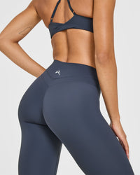 Unified High Waisted Leggings White Logo | True Blue