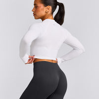 Oner Seamless Fitted Long Sleeve Mid Top | White